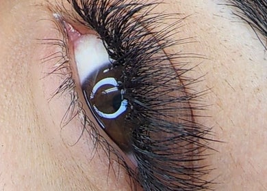 Close-up of styled eyelashes at Beautique Nails and Aesthetics & Co Ltd, Taupō, Waikato, NZ.