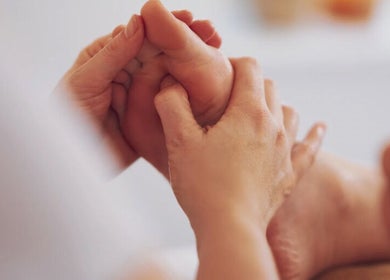 Expert foot massage at Meganni Franklyn Reflexology and Relaxation Therapies, Dundee, Scotland, GB.
