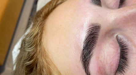 Close-up of expertly shaped eyebrows at Agnes Beauty Haven, Westhill, Scotland, GB.