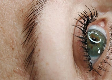 Close-up of eye with long lashes at Agnes Beauty Haven in Westhill, Scotland, GB highlighting beauty detail.