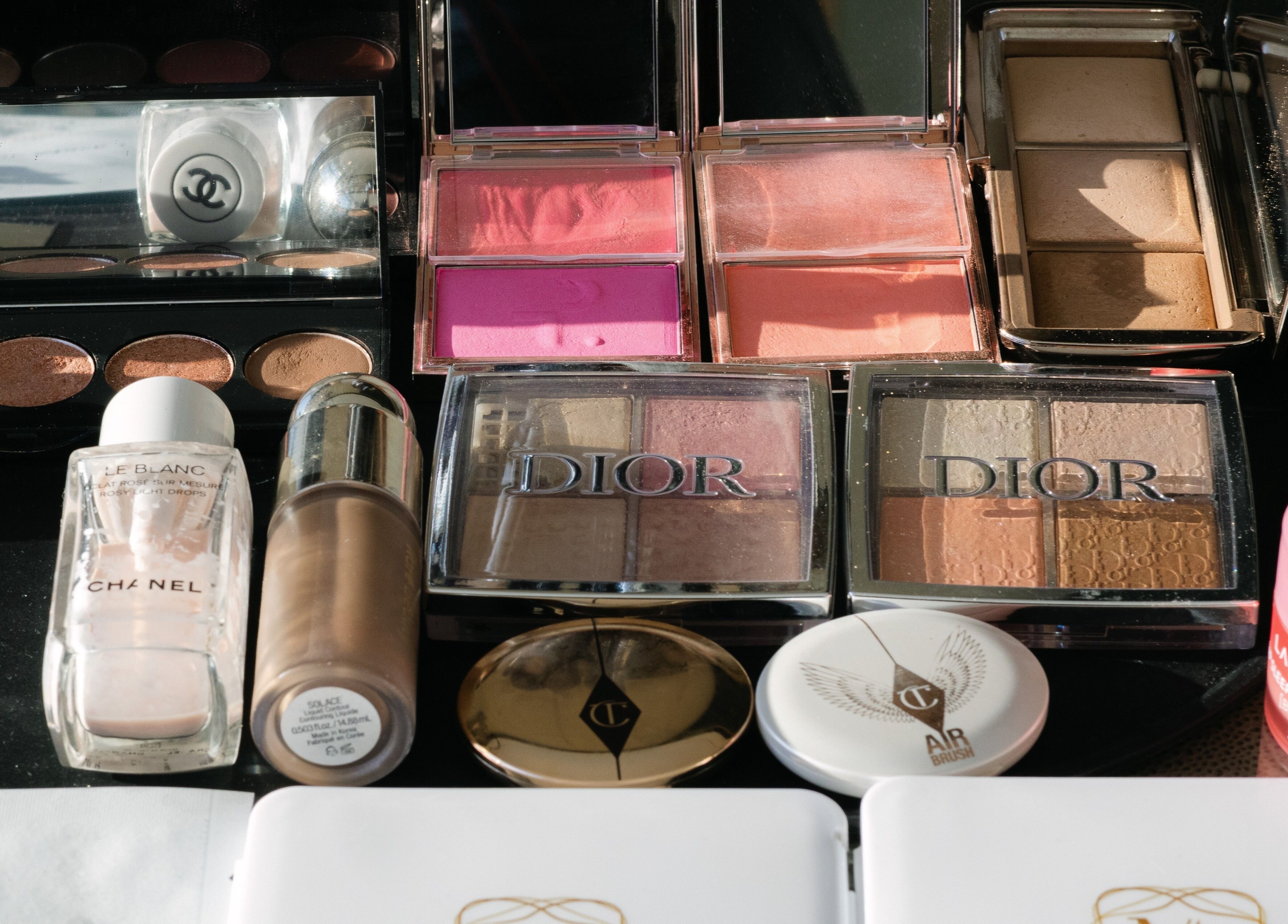 Luxury makeup set at Marie Le Hair & Makeup Artist, Melbourne, Victoria, AU showcasing top brand cosmetics.