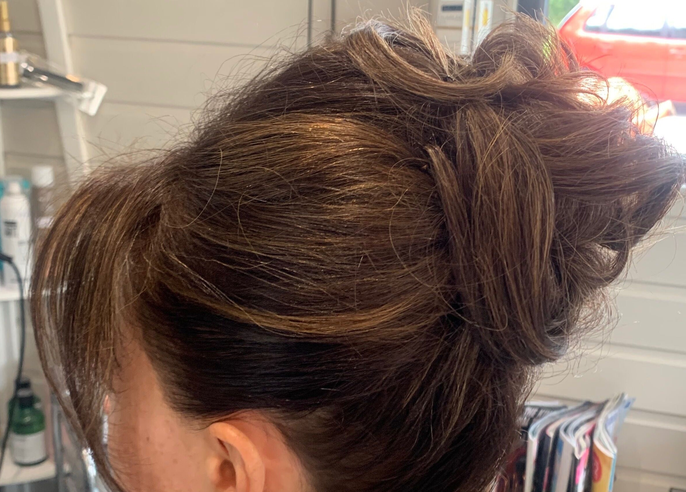 Beautiful brunette updo hairstyle at Hair At 25, Dungannon, Northern Ireland, GB. Perfect salon styling.