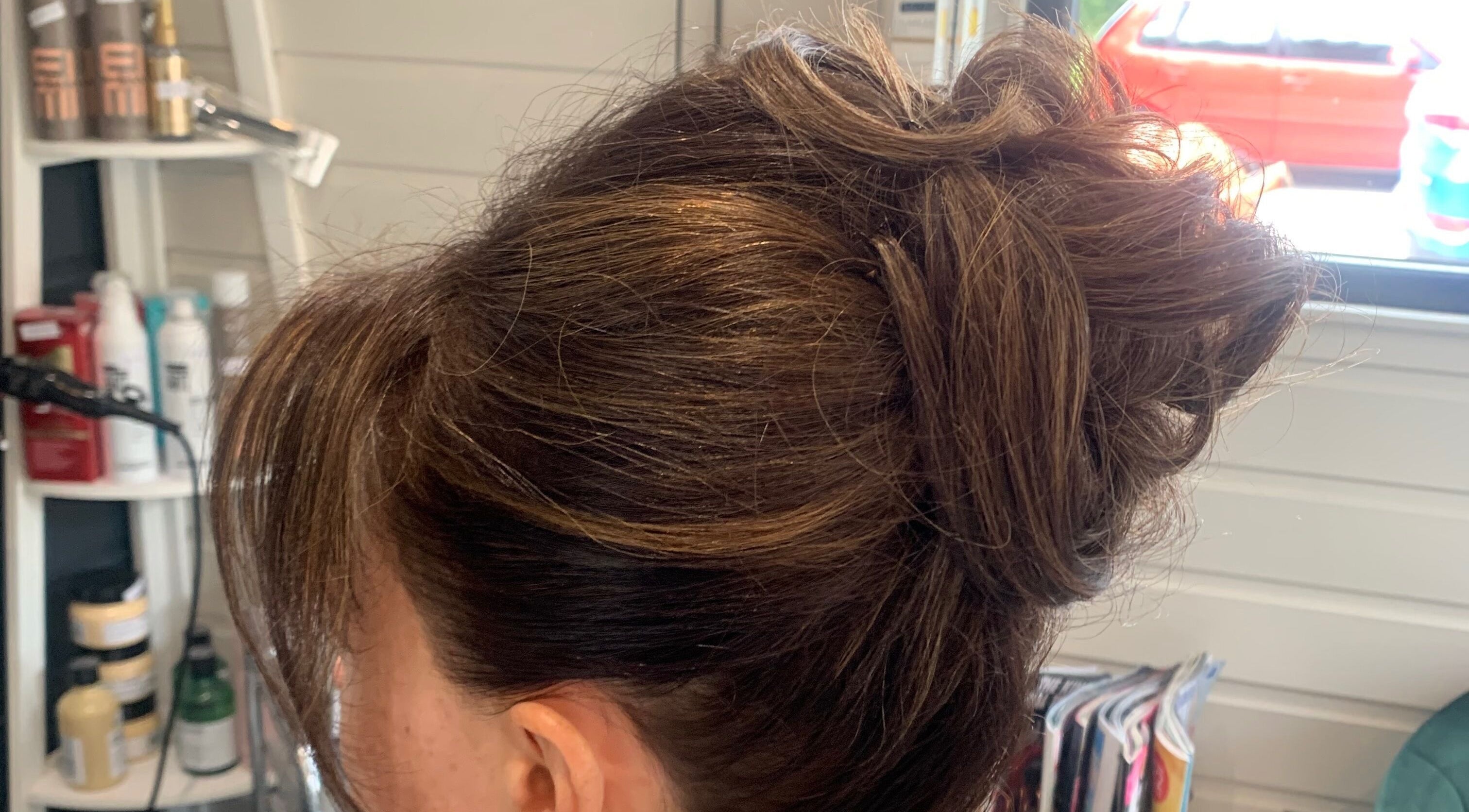 Beautiful brunette updo hairstyle at Hair At 25, Dungannon, Northern Ireland, GB. Perfect salon styling.