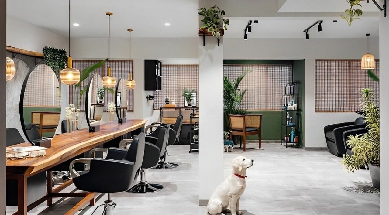 Modern interior of You Do You Hair Studio in Mumbai, Maharashtra, IN with stylish decor and cozy chairs.