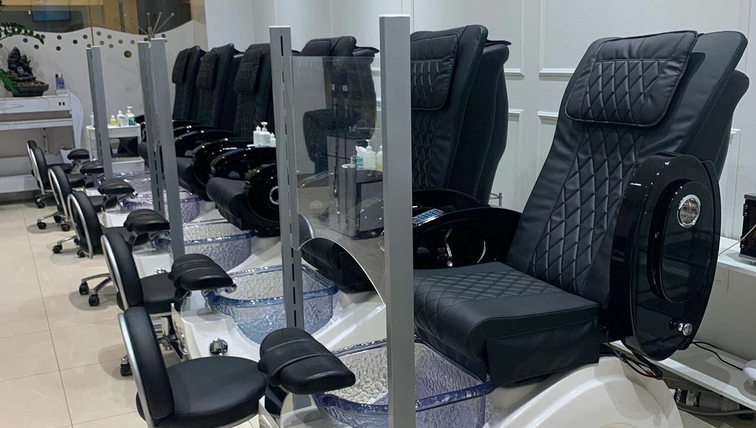 Luxurious pedicure stations at Nails For You Erin Mills, Mississauga, Ontario, CA. Modern comfort for relaxation.