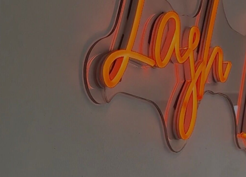 Neon sign detail at All-Eyes Beauty, Falcon, Western Australia, AU.