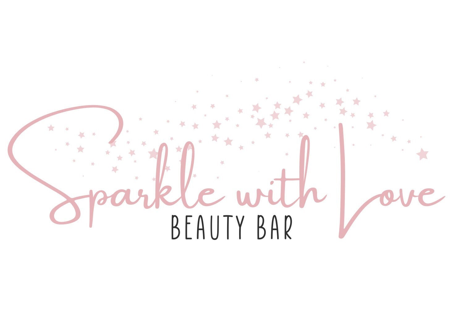 Elegant logo for Sparkle with Love Beauty Bar in Hialeah, Florida, US, featuring stars and graceful lettering.