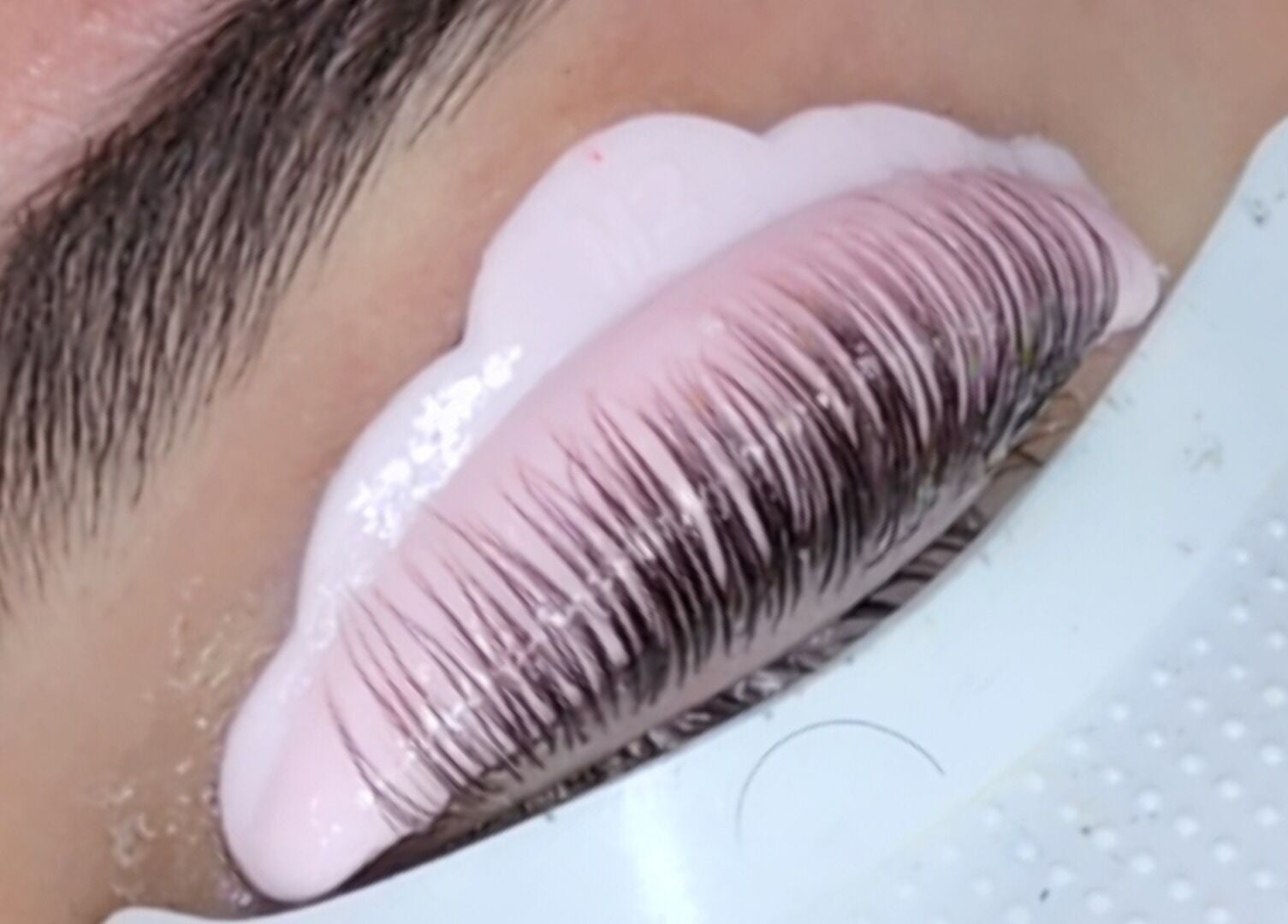 Eyelash lift treatment at Sparkle with Love Beauty Bar in Hialeah, Florida, US showcases curled lashes.