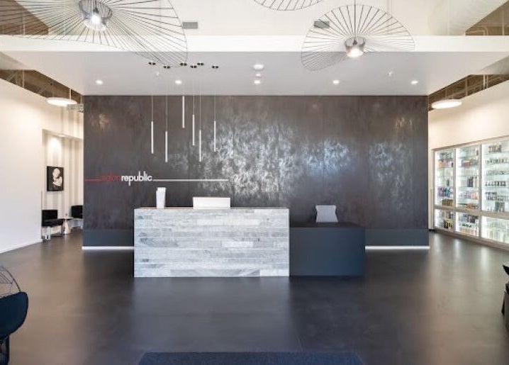Spacious, modern lobby of Hair Studio Sho - Sunnyvale in Sunnyvale, California, US with sleek design.