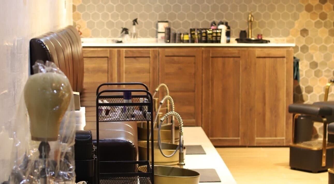 Modern salon seating and decor at VstylesHair & Beauty Studio, Ikeja, Lagos, NG.