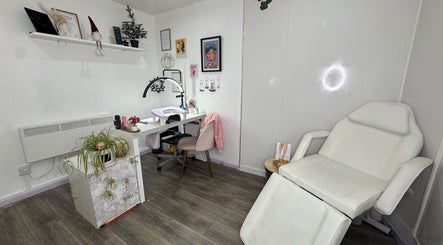 Modern nail studio at Nails N Beauty by Claire in Prestwich, England, GB featuring relaxing seating.
