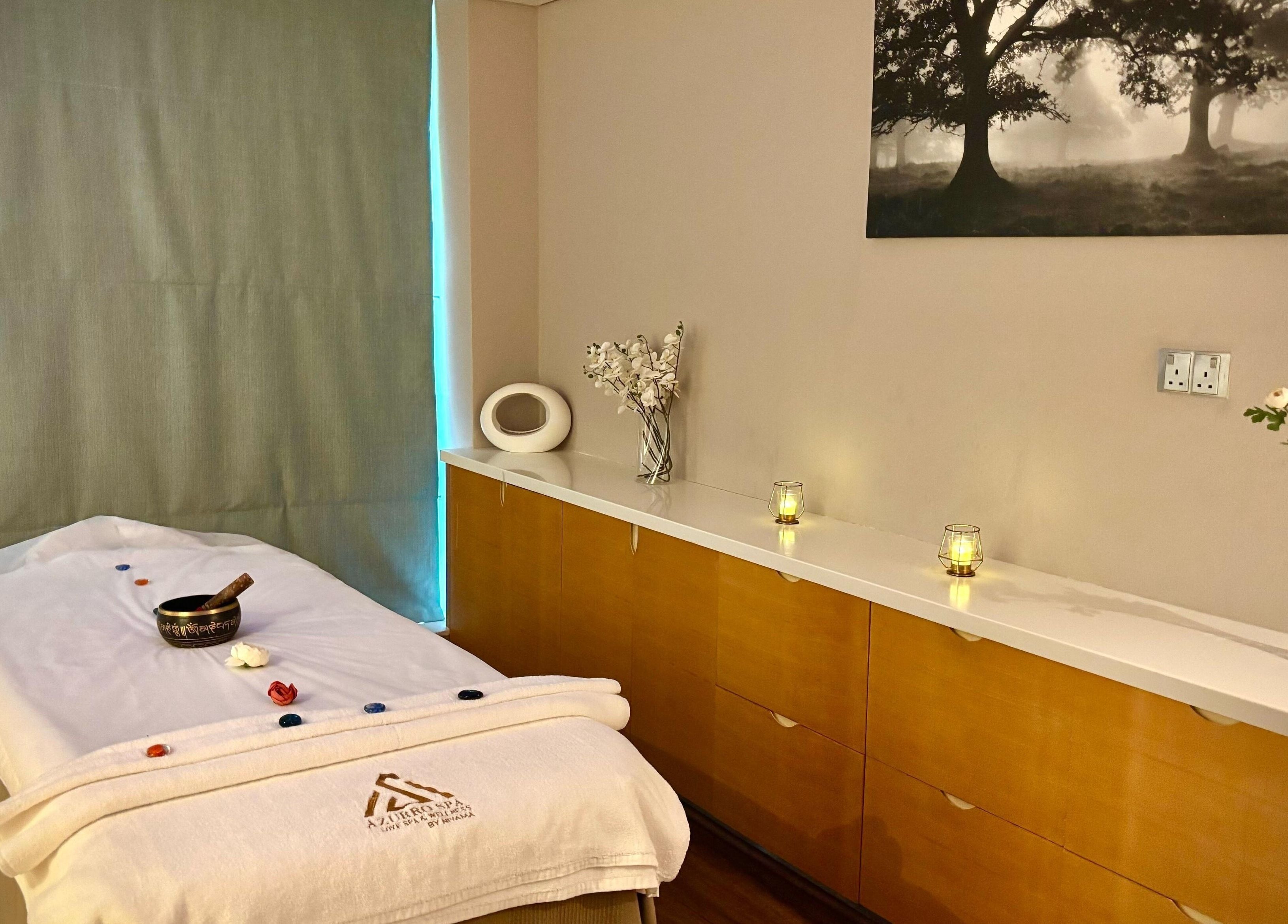 Relaxing massage room at Azurro Spa by Niyama - Pullman Hotel Jlt, Dubai, Dubai, AE, offering serene wellness.