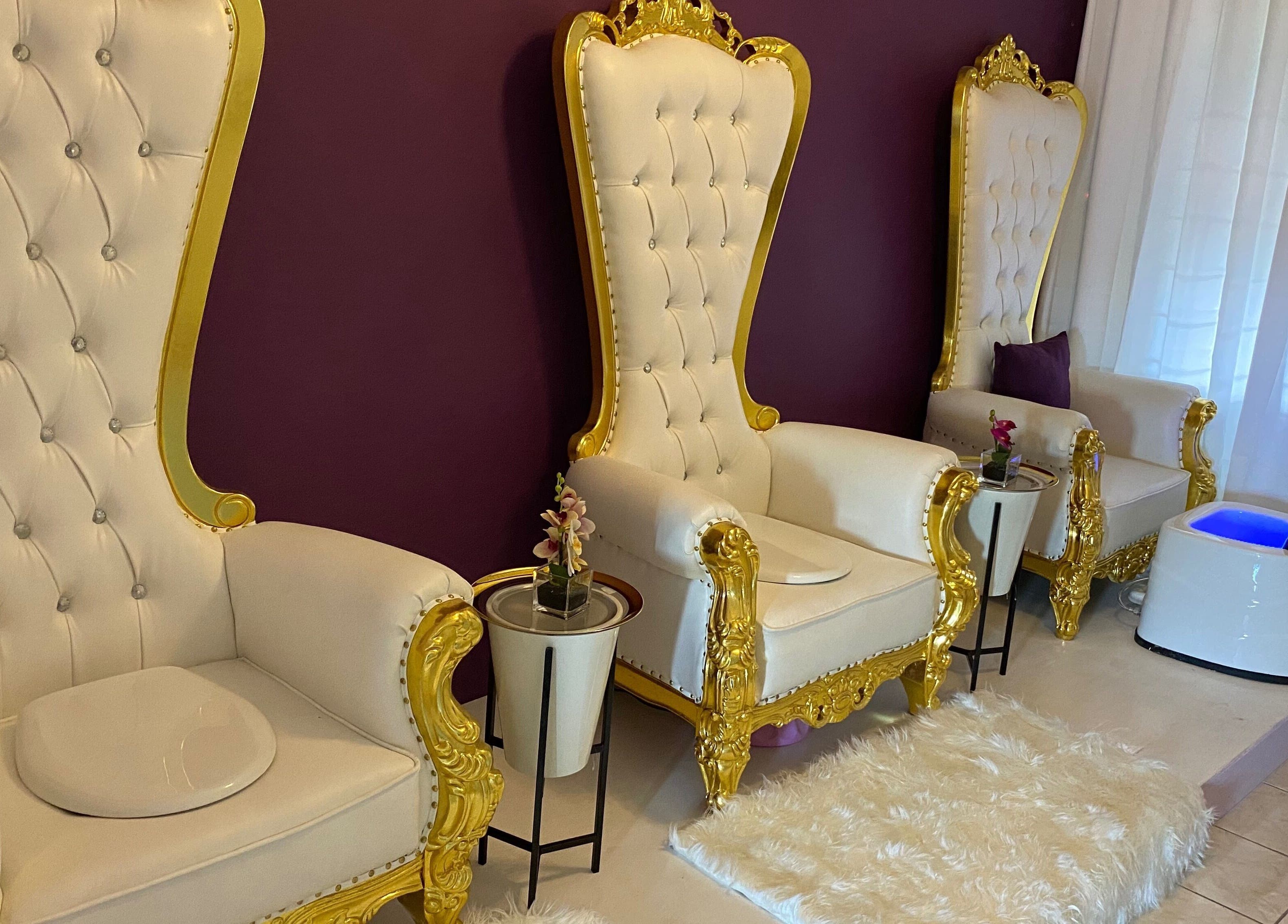 Elegant pedicure chairs at Beauty Statement Salon & Spa in Ocho Rios, JM, offering luxury and comfort.