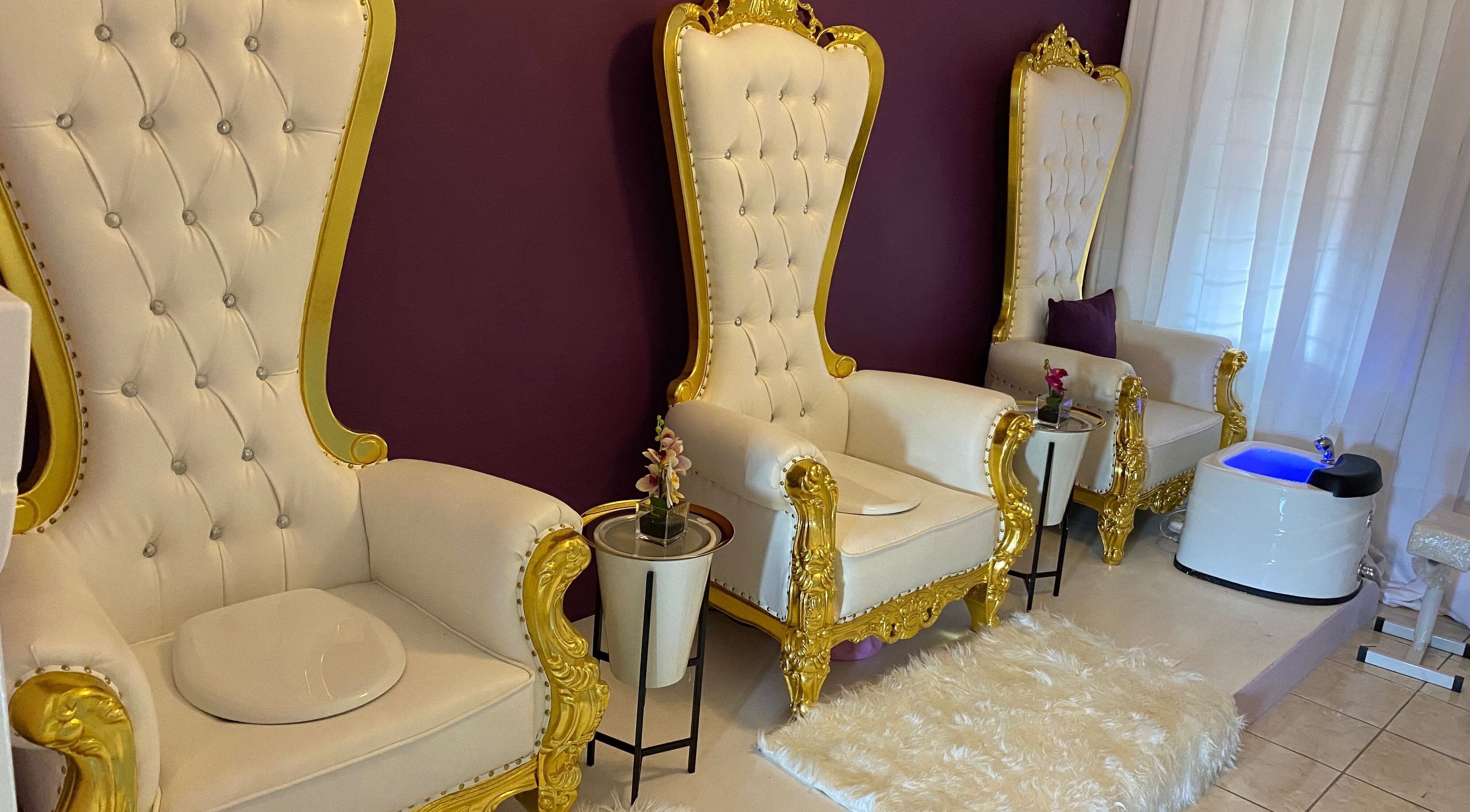 Elegant pedicure chairs at Beauty Statement Salon & Spa in Ocho Rios, JM, offering luxury and comfort.