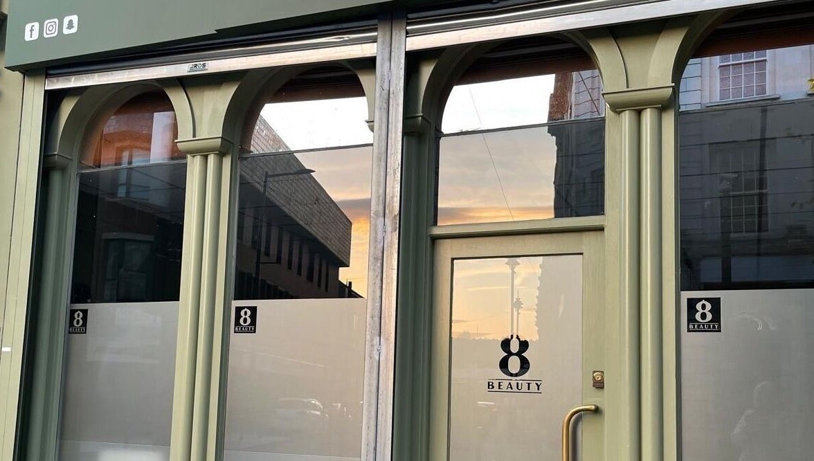 Front view of Nails by Erin, Londonderry, Northern Ireland, GB, with a stylish glass entrance.