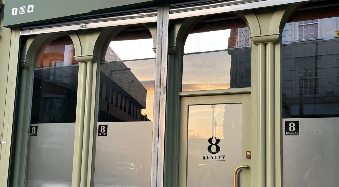 Front view of Nails by Erin, Londonderry, Northern Ireland, GB, with a stylish glass entrance.