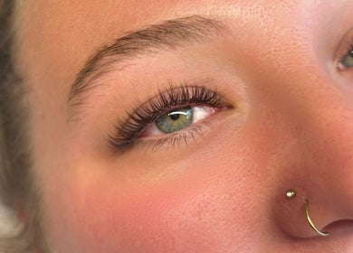 Close-up of eyelash extensions at Studio 13 Esthetics (Chilliwack), Chilliwack, British Columbia, CA.