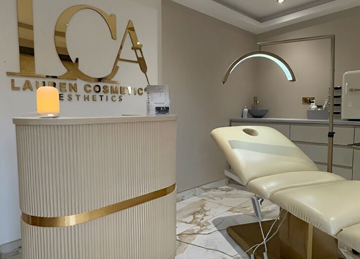 Elegant treatment room at Lauren Cosmetic Aesthetics, Wigan, England, GB, featuring a comfortable chair.