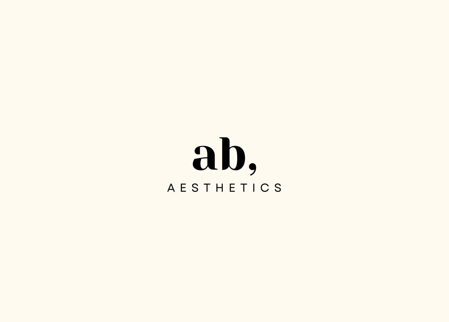 AB Aesthetics logo on a beige background, South Morang, Victoria, AU.