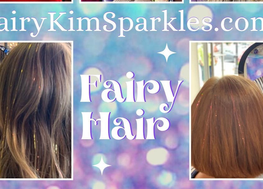 Fairy hair transformations at FairyKimSparkles, Puttery, Charlotte, North Carolina, US. Shimmering hair styling.