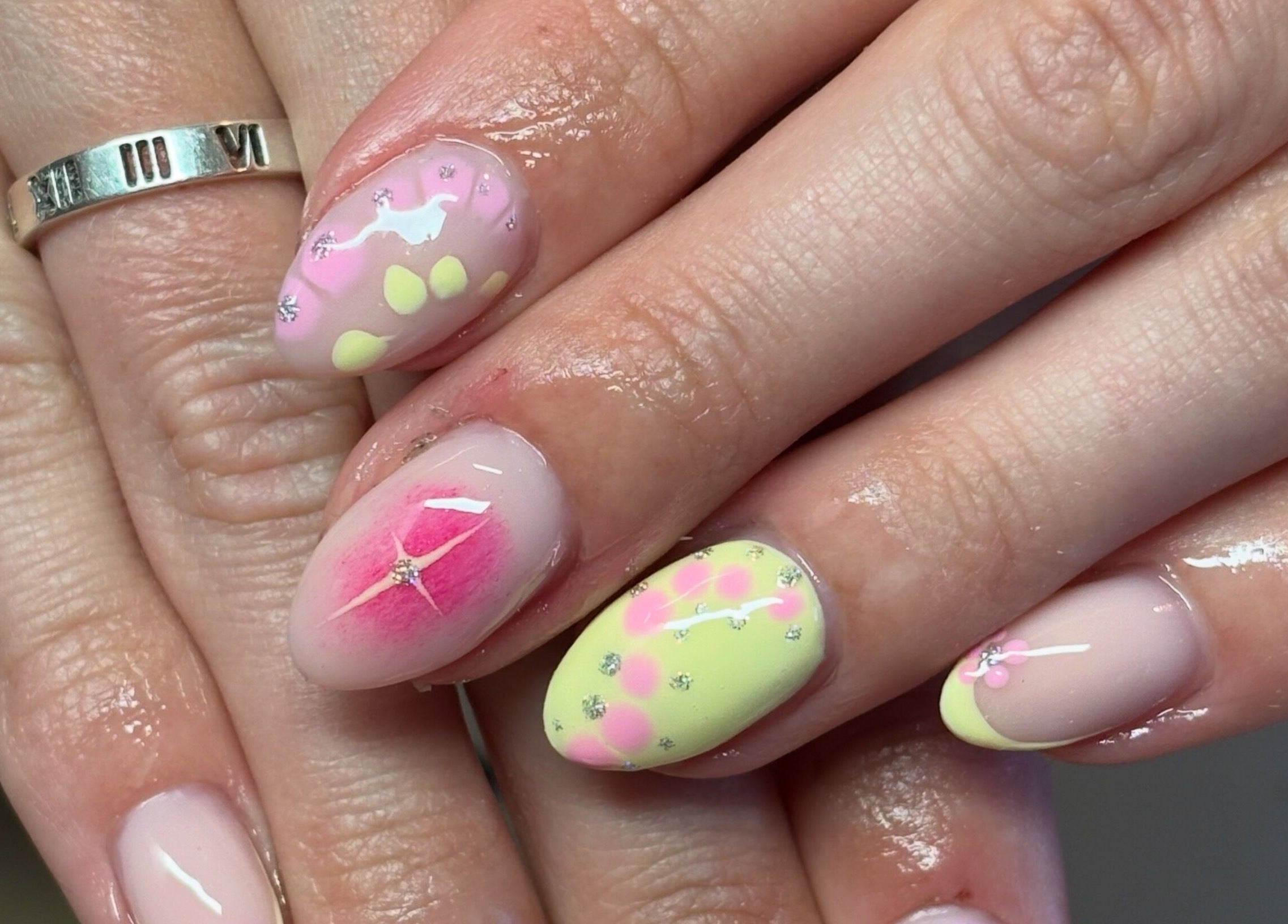 Pastel nail art design at The Boujee Nail Club, Bathgate, Scotland, GB, showcasing vibrant and creative styles.