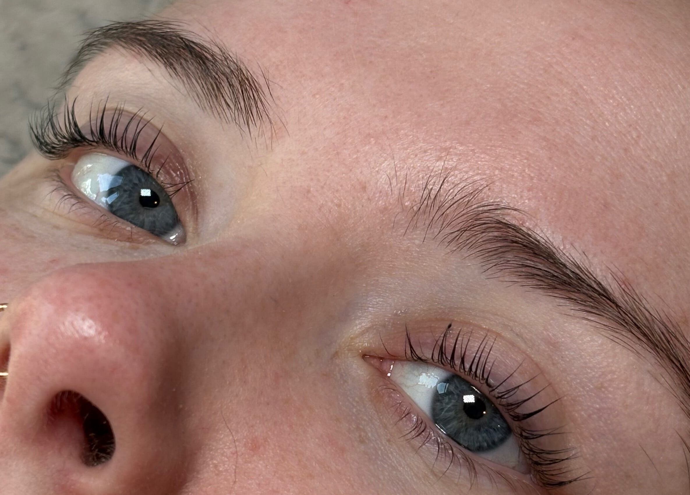 Close-up of eyes with elegant lashes at The Boujee Nail Club, Bathgate, Scotland, GB.