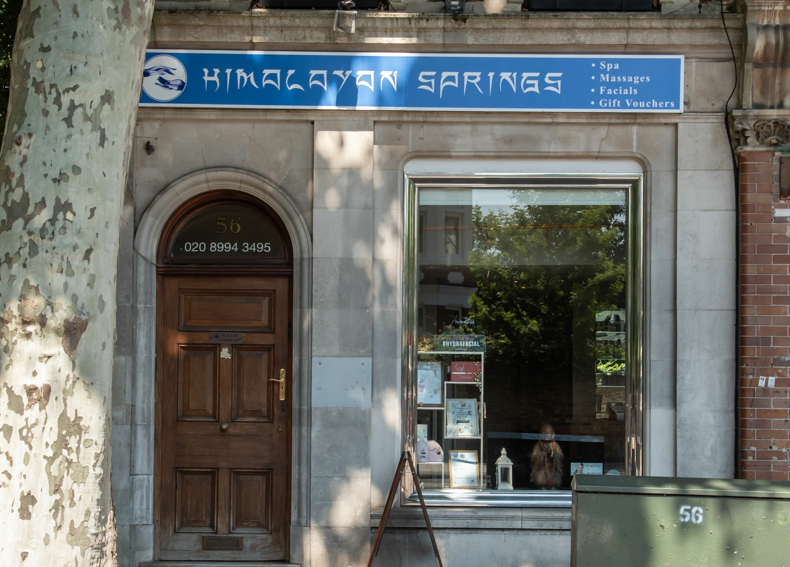 Front view of Himalayan Springs Spa & Massage Centre in London, England, GB showcasing the elegant entrance.