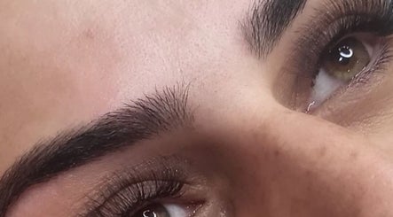 Close-up of eyelashes and eyebrows at Jos Beauty Cabin, Alexandria, Scotland, GB showcasing meticulous beauty.