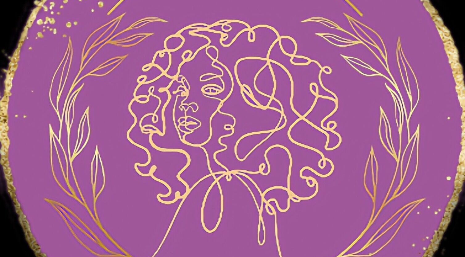 Elegant line art of a woman's face with curls at Cheveux By Cindy, Bexleyheath, England, GB.