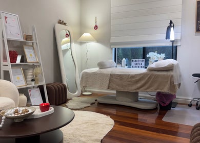 Relaxing treatment room at Beauty By Sofia Katerina, Magill, South Australia, AU. Elegant decor and cozy ambiance.