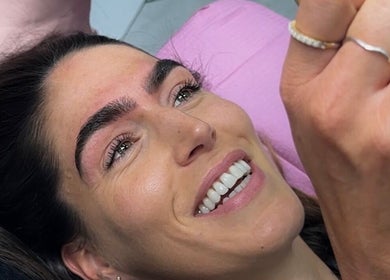 Close-up of woman with perfect brows at Haus of Beauty, Waverley, New South Wales, AU.