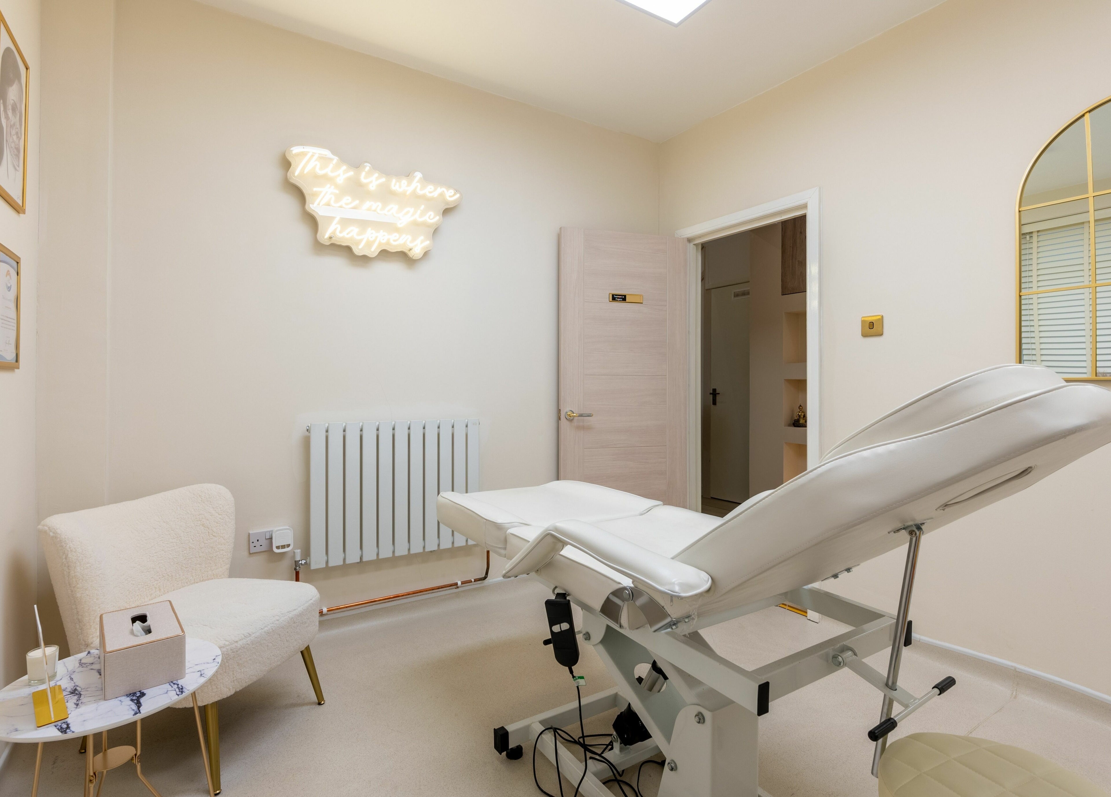 Tranquil treatment room at Body Perfection, Willenhall, England, GB, featuring luxurious decor and modern amenities.