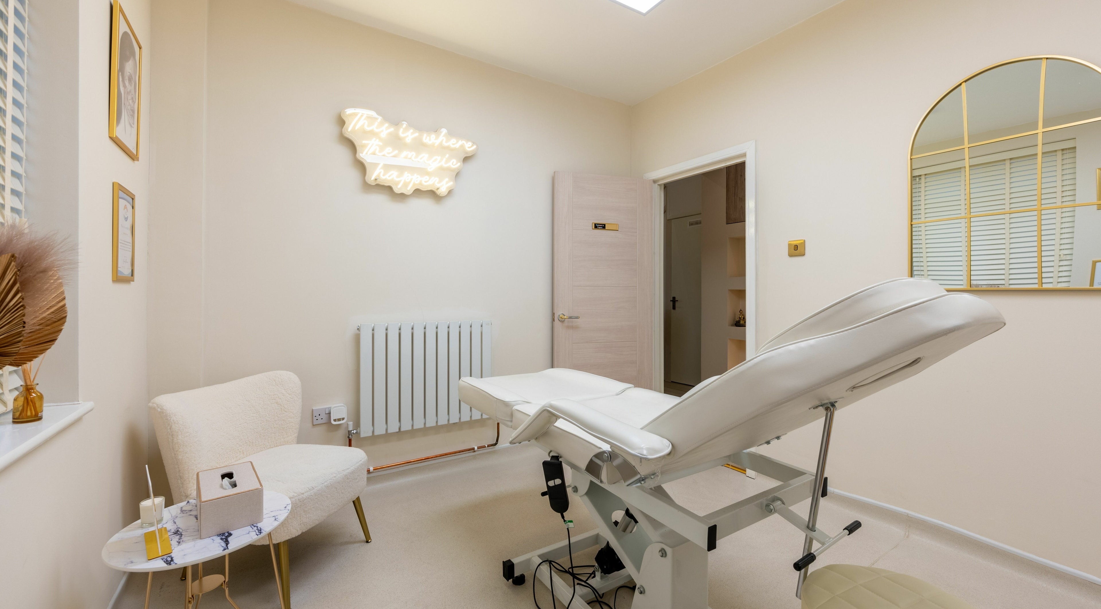 Tranquil treatment room at Body Perfection, Willenhall, England, GB, featuring luxurious decor and modern amenities.
