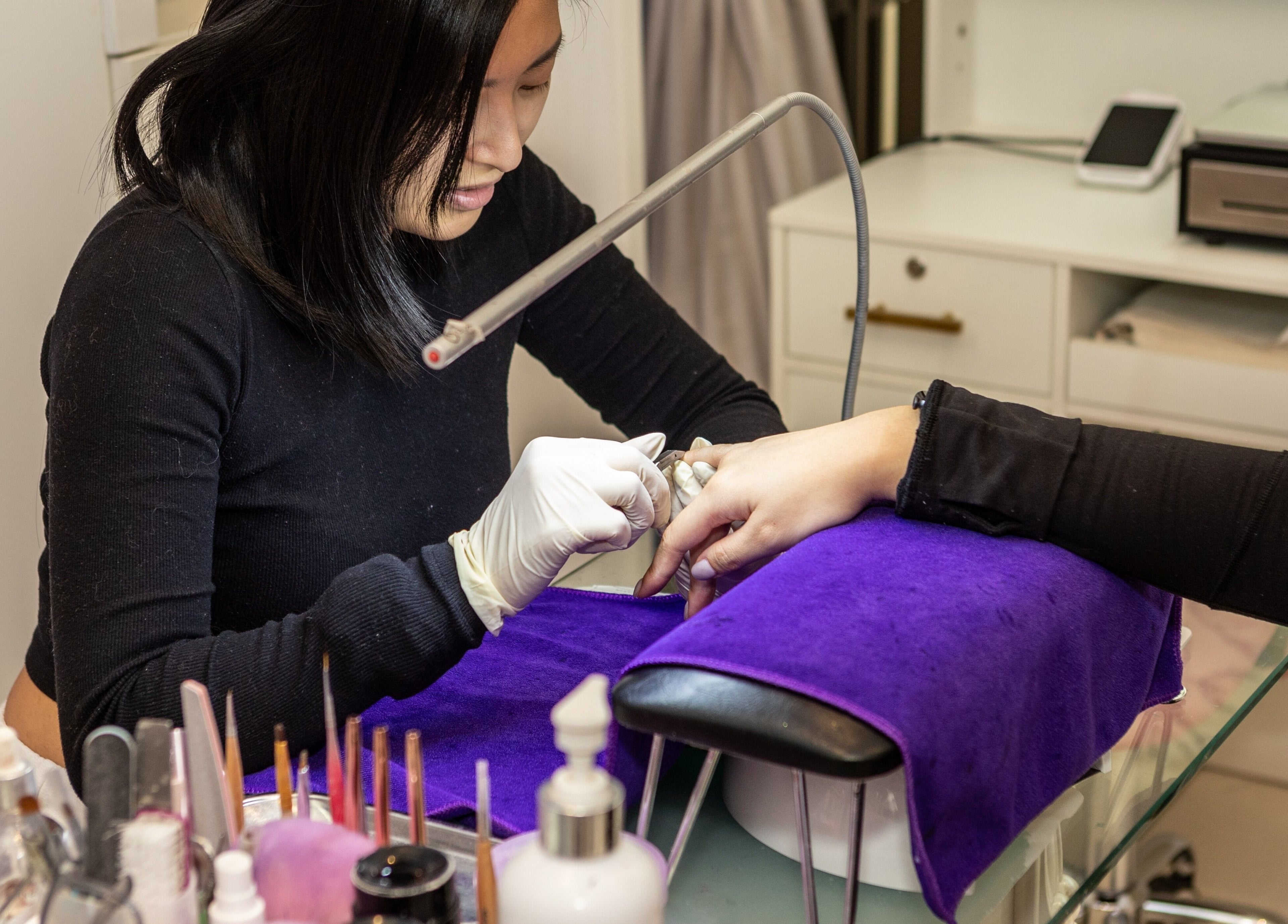Professional manicure at Allure Nail Bar in Mississauga, Ontario, CA, offering quality nail services.