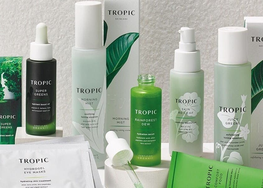 Tropic skincare products at Gardenia Beauty at Lakeside, Hambleton, England, GB, showcasing natural elegance.