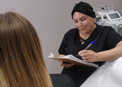 Consultation at FAB Facial Aesthetics & Beauty, Dunstable, England, GB, showcasing expert client care.