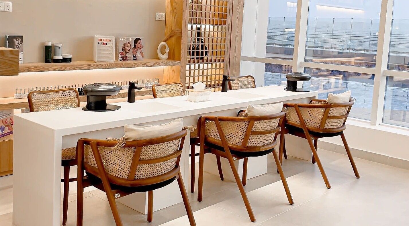 Chic nail salon at Tiara The Spa, الخبر, المنطقة الشرقية, SA. Modern chairs and bright ambiance.