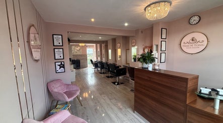 Sophisticated and modern interior of Trim N Tonic, a beauty venue in Teignmouth, England, GB.