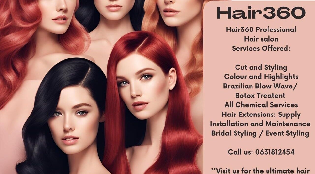 Diverse hair styles at Hair 360, Pretoria, Gauteng, ZA showcasing salon services with vibrant colors.