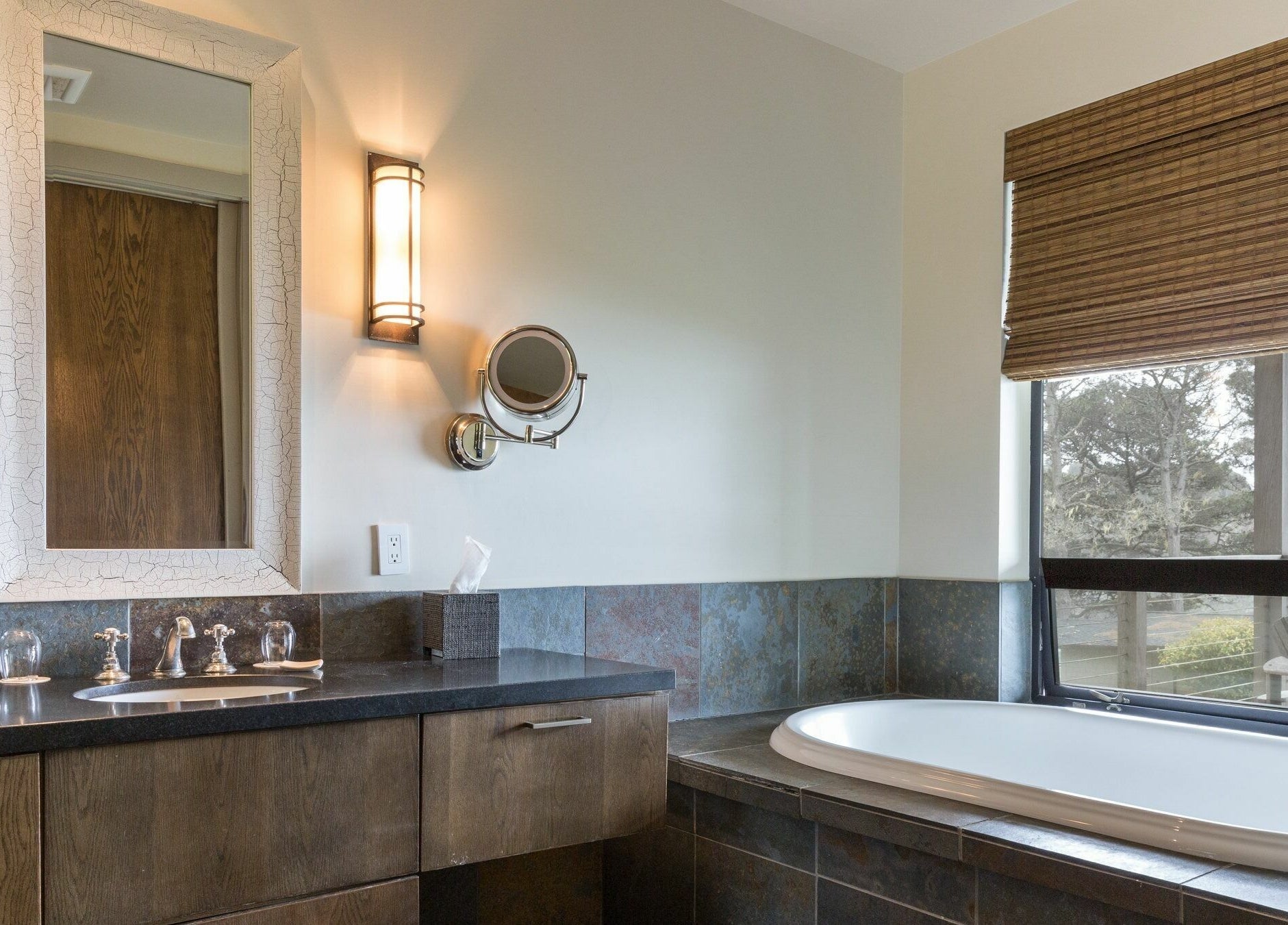 Relaxing bathroom at The Heritage House Resort and Spa, Little River, California, US with elegant design.