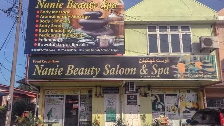 Exterior of Nanie Beauty Salon and Spa located in Kota Bharu, Kelantan, MY, showcasing their welcoming signage.