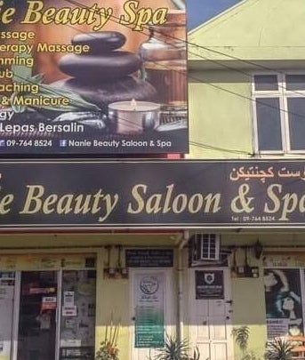 Exterior of Nanie Beauty Salon and Spa located in Kota Bharu, Kelantan, MY, showcasing their welcoming signage.