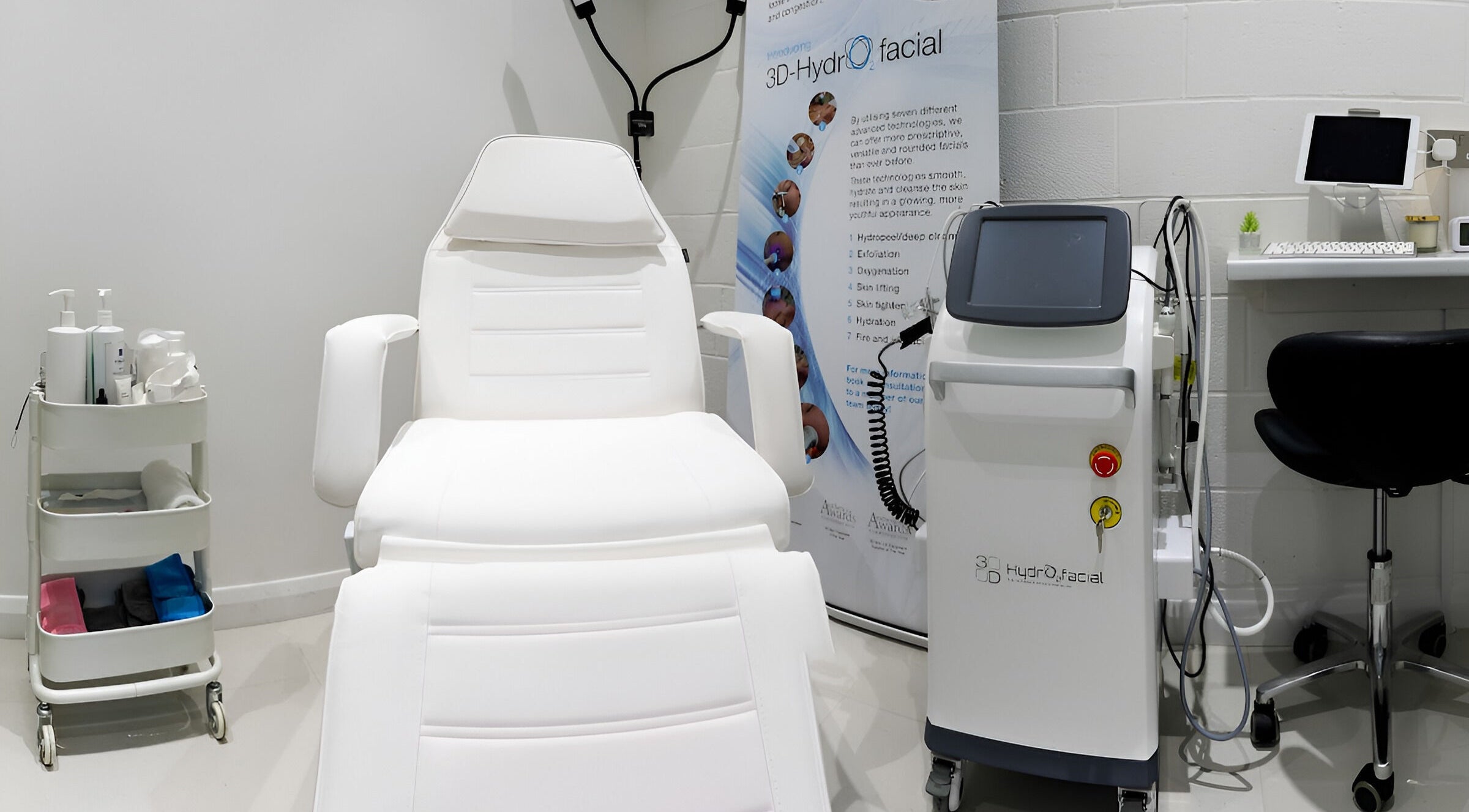 HydraFacial treatment room at Our Skin Clinic Nine Elms, London, England, GB with modern equipment.