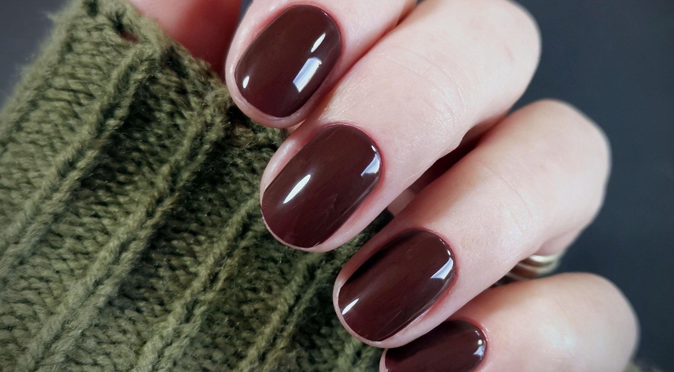 Dark polished nails by Kerry Wright Nail Artist, Rotherham, England, GB, showcasing expert manicure skills.