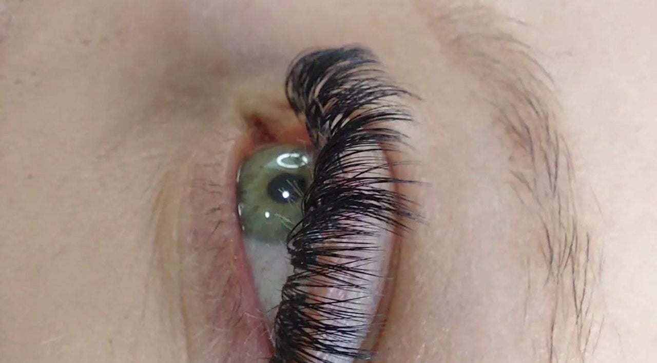 Close-up of eye with elegant eyelash extensions at Design on a Dime, Benoni, Gauteng, ZA.