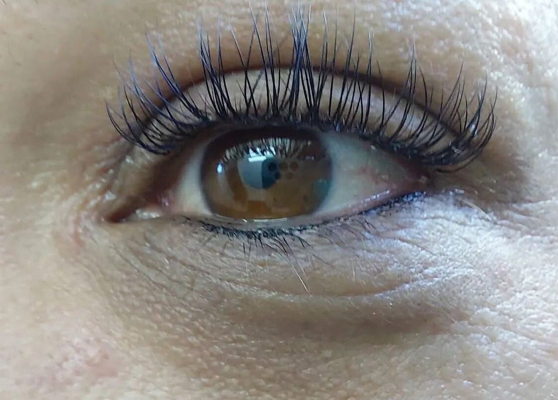Detailed close-up of eyelash extensions at Design on a Dime in Benoni, Gauteng, ZA.