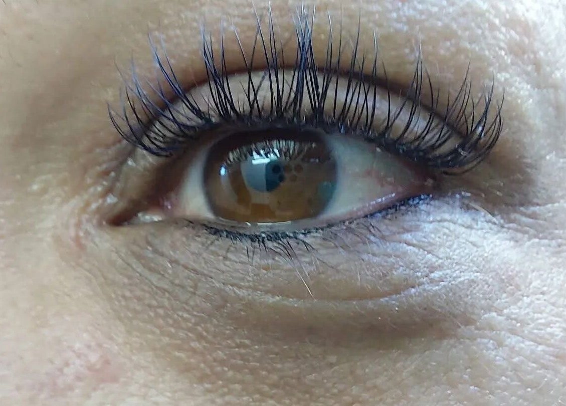 Detailed close-up of eyelash extensions at Design on a Dime in Benoni, Gauteng, ZA.