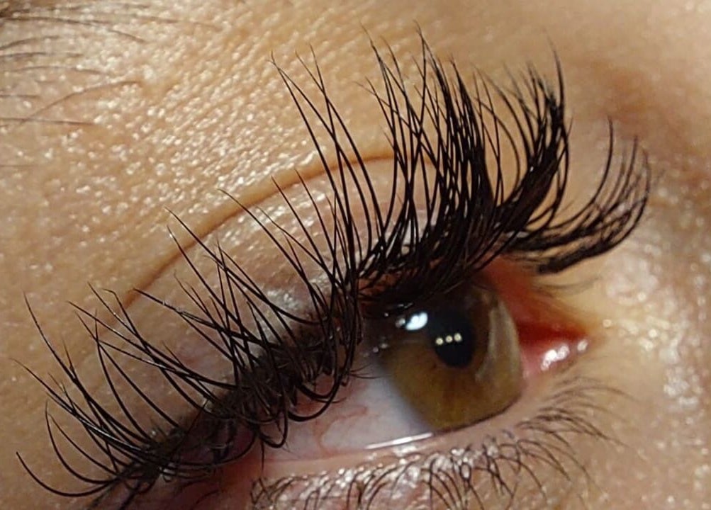 Close-up of elegant eyelash extensions at Design on a Dime, Benoni, Gauteng, ZA.