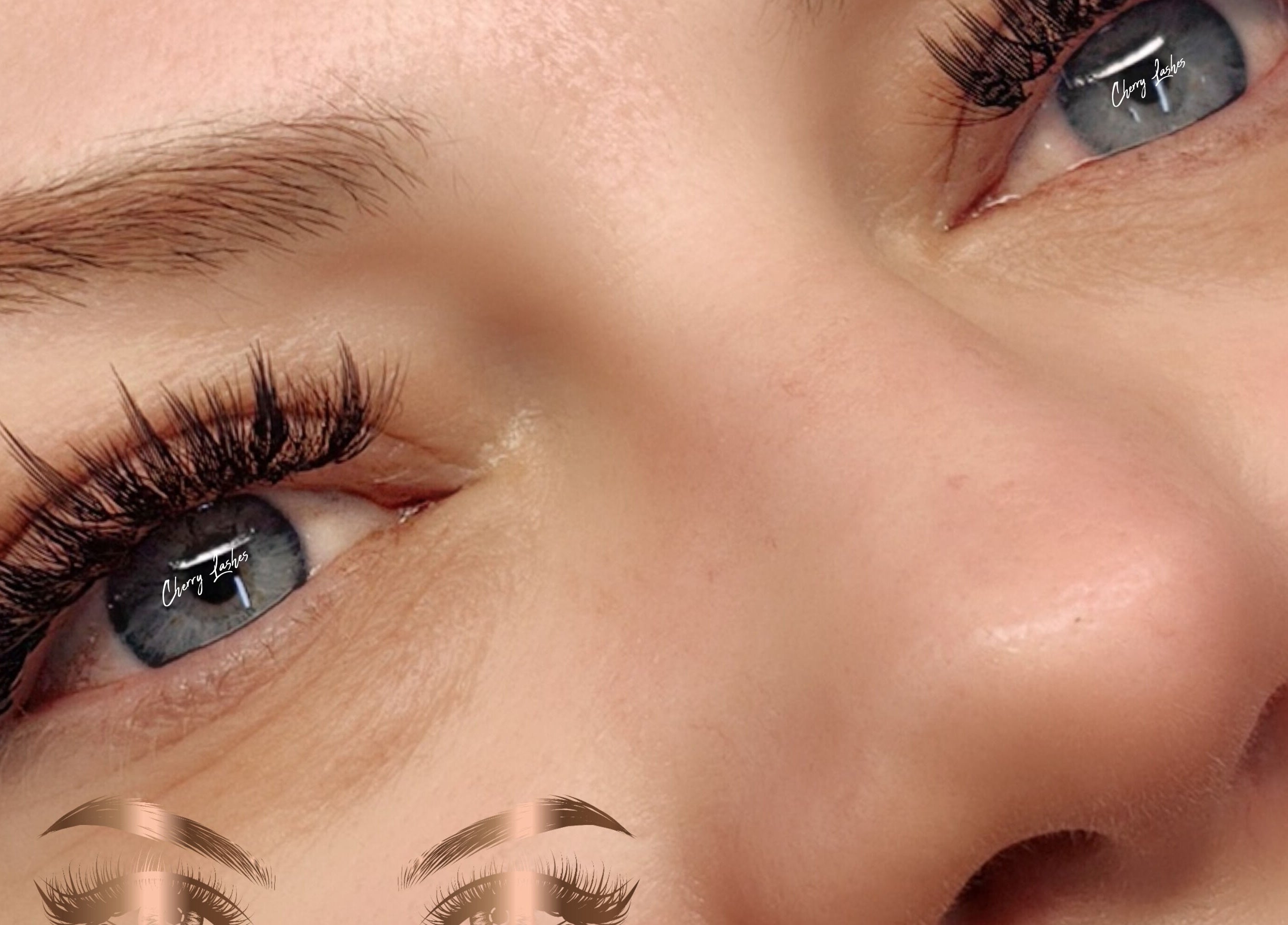 Close-up of voluminous lashes from Cherry Lashes Beauty and Brows in Boksburg, Gauteng, ZA.