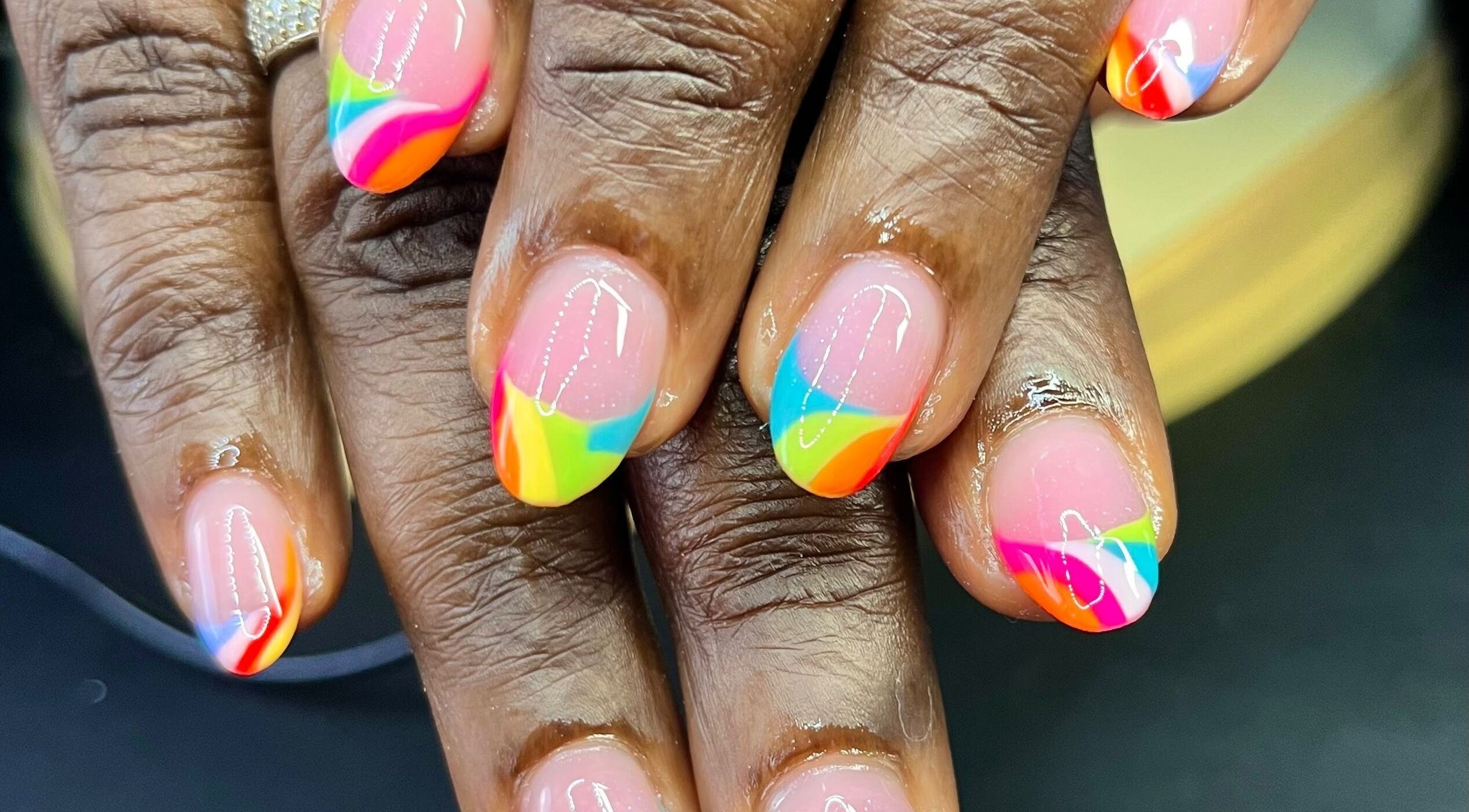 Colorful nail art at Angelegna Beauty, Blades, Saint Philip, BB.